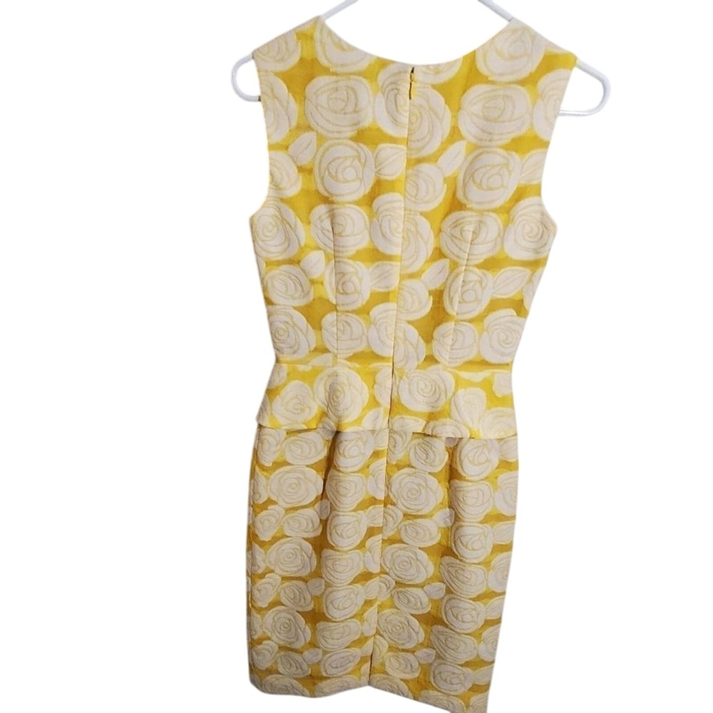 Antonio Melani yellow roses peplum Jackie O Party 40s 50s 60s dress size 0 - Picture 3 of 8